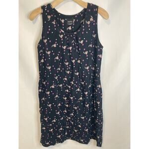 Zara Collection Navy Blue Size Large Midi Sleeveless Dress Pockets Knee Length